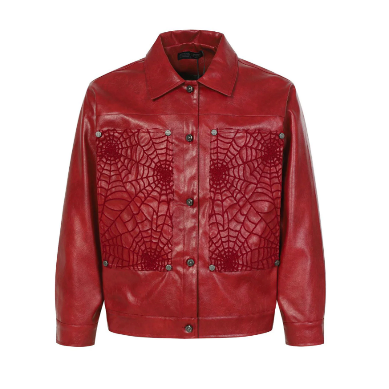 【GR94】Spider Web Leather Jacket