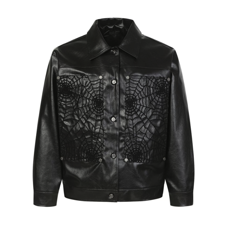 【GR94】Spider Web Leather Jacket