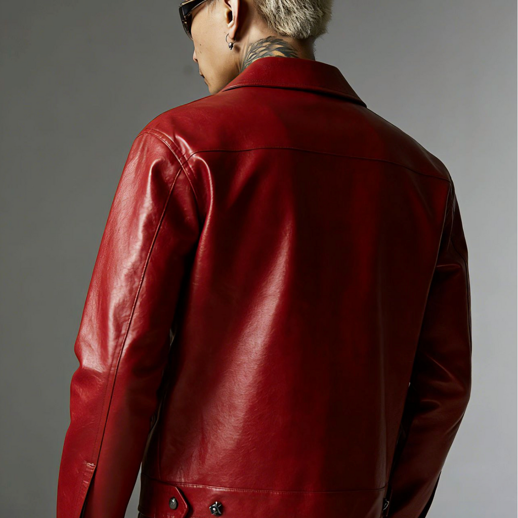 【GR94】Spider Web Leather Jacket