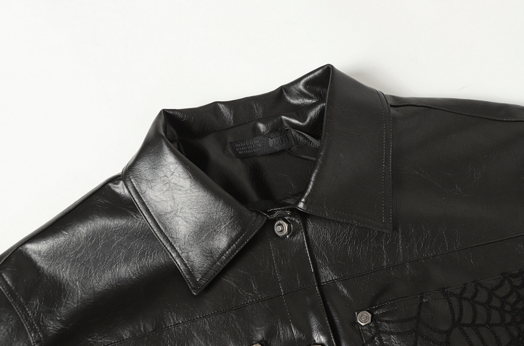 【GR94】Spider Web Leather Jacket