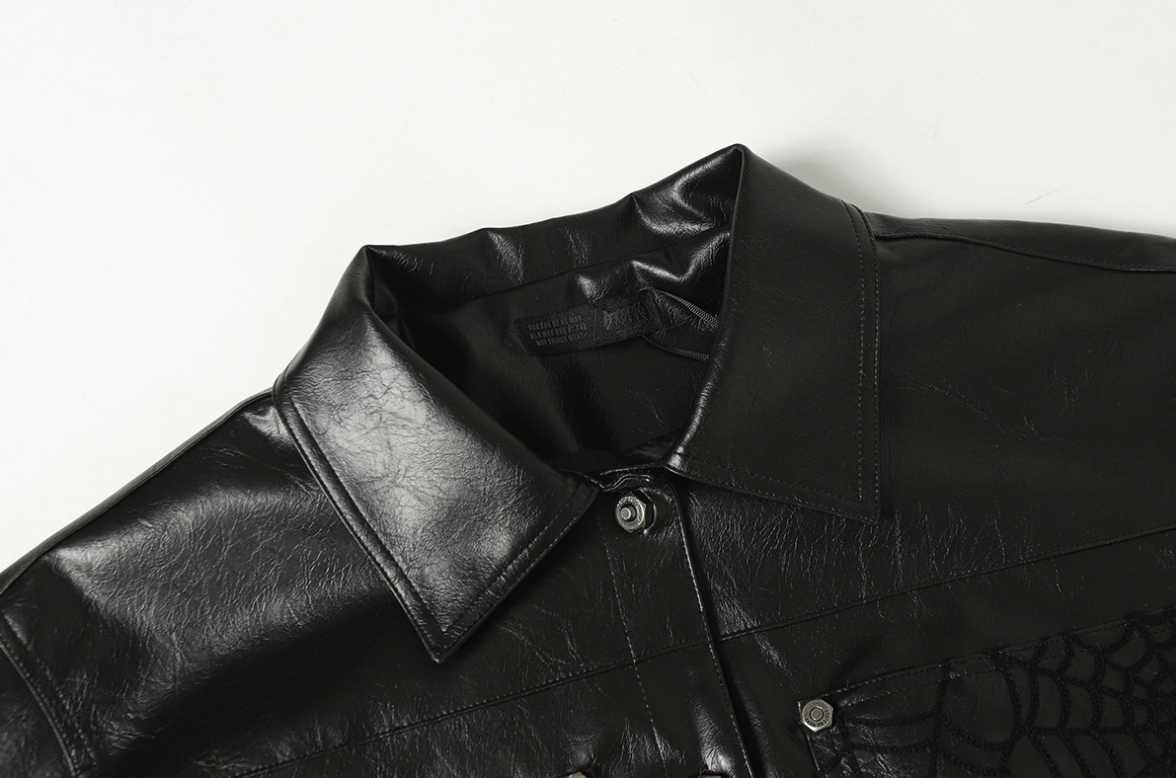 【GR94】Spider Web Leather Jacket