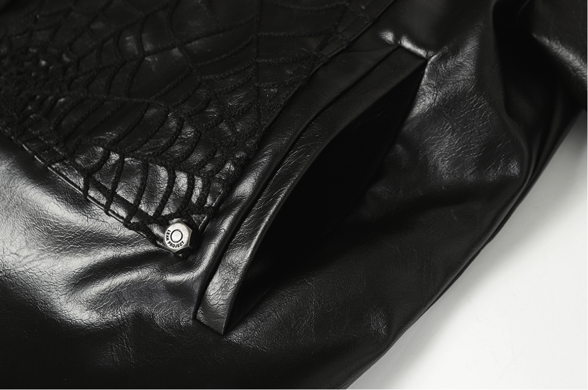【GR94】Spider Web Leather Jacket