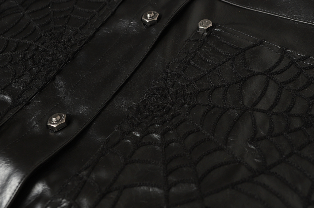 【GR94】Spider Web Leather Jacket