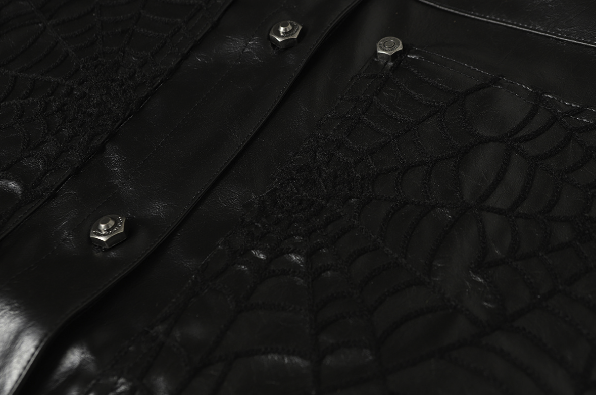 【GR94】Spider Web Leather Jacket