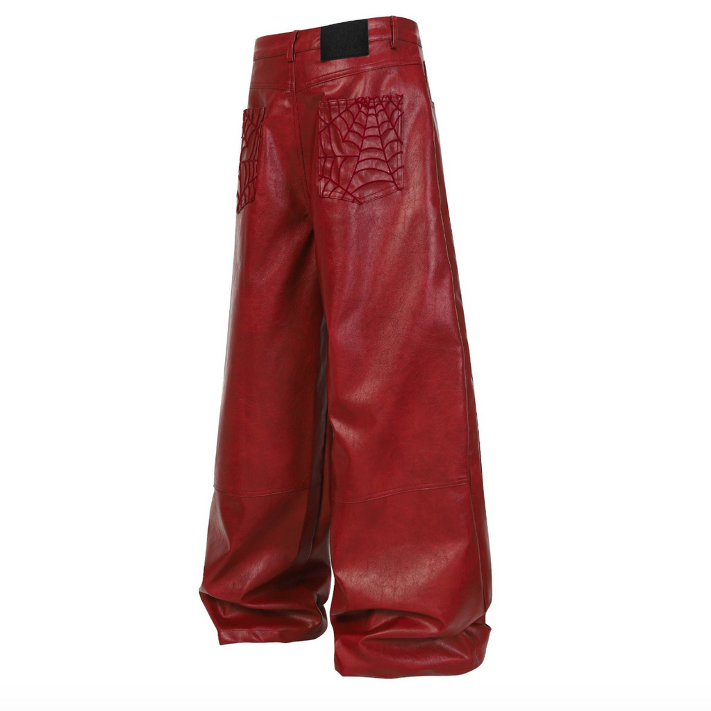 【GR95】Spider Web Leather Pants