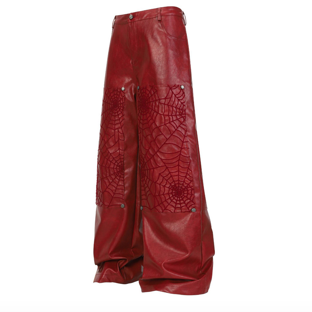 【GR95】Spider Web Leather Pants
