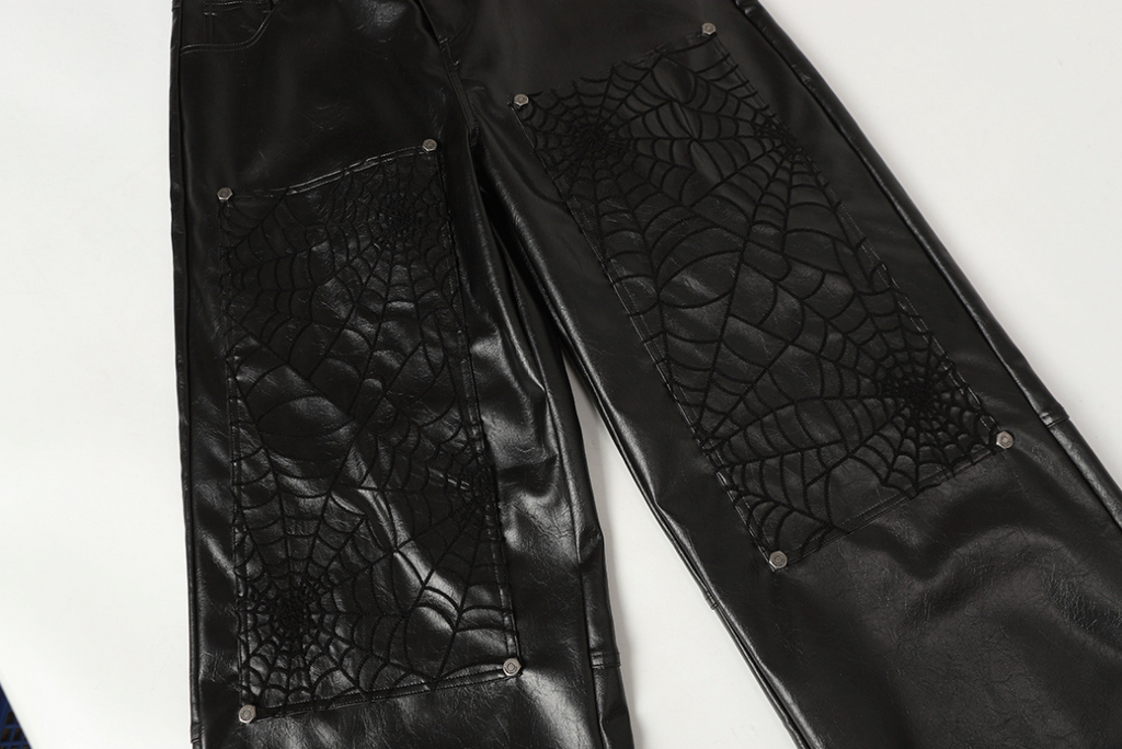 【GR95】Spider Web Leather Pants