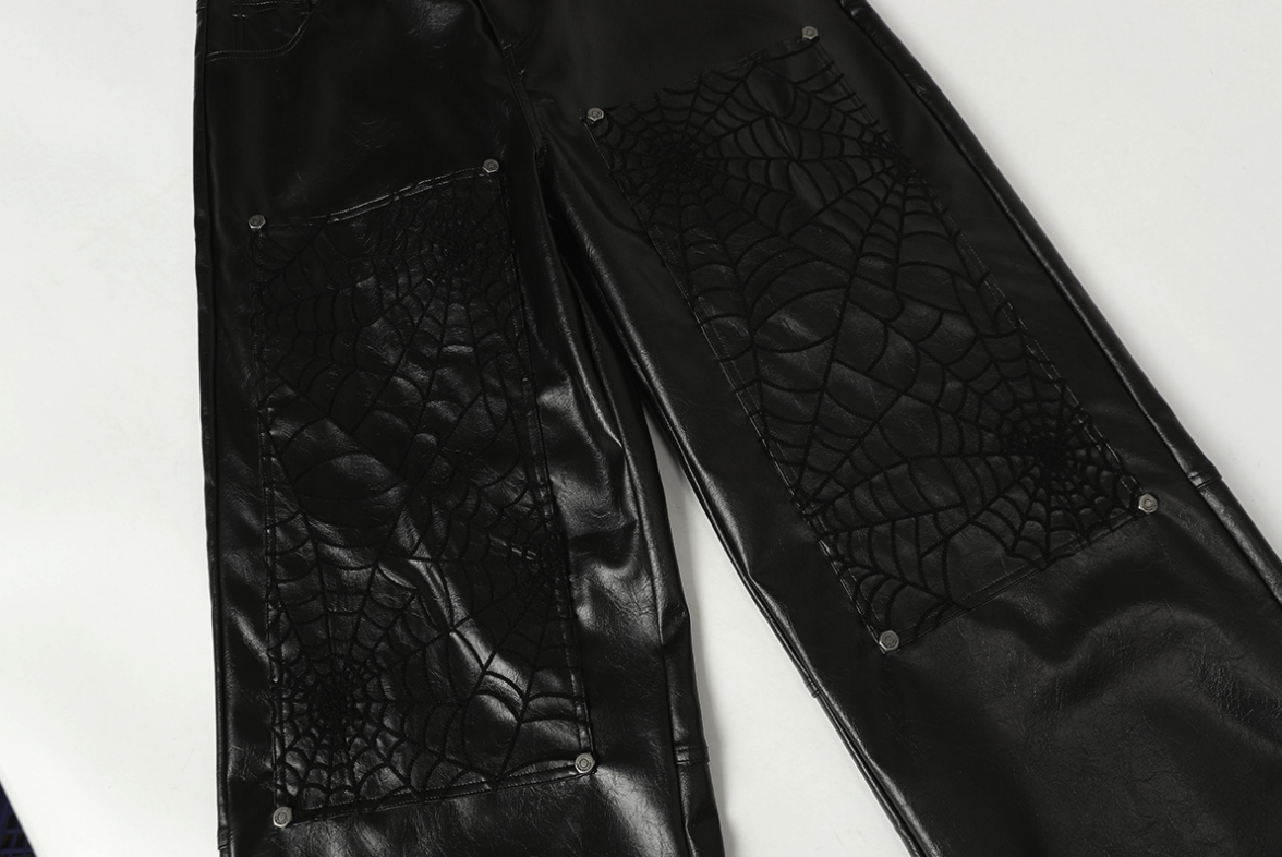 【GR95】Spider Web Leather Pants