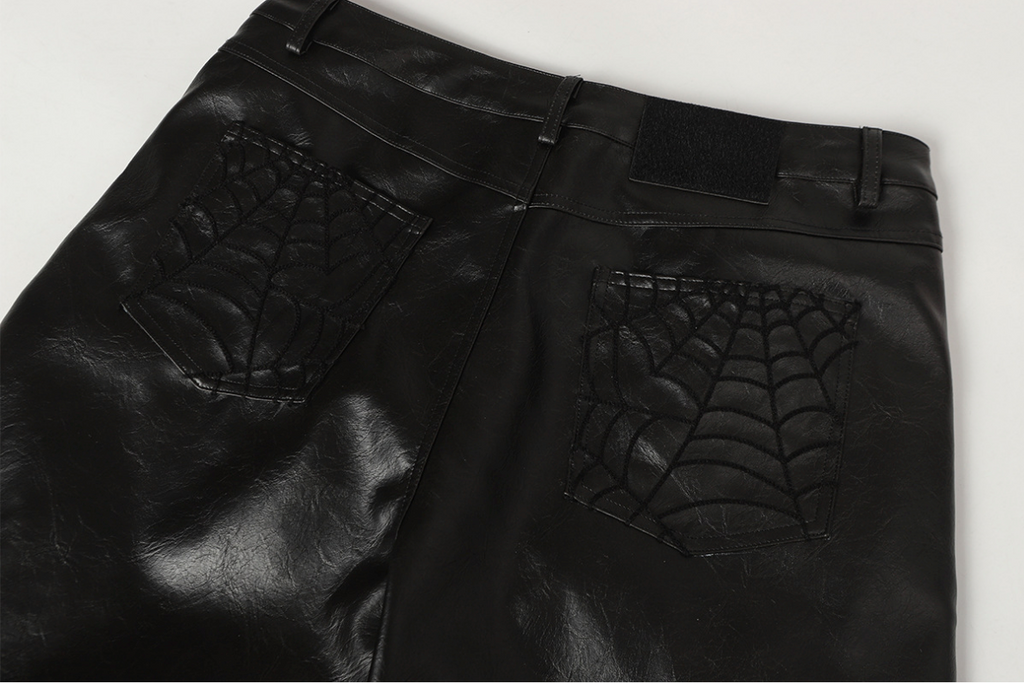 【GR95】Spider Web Leather Pants