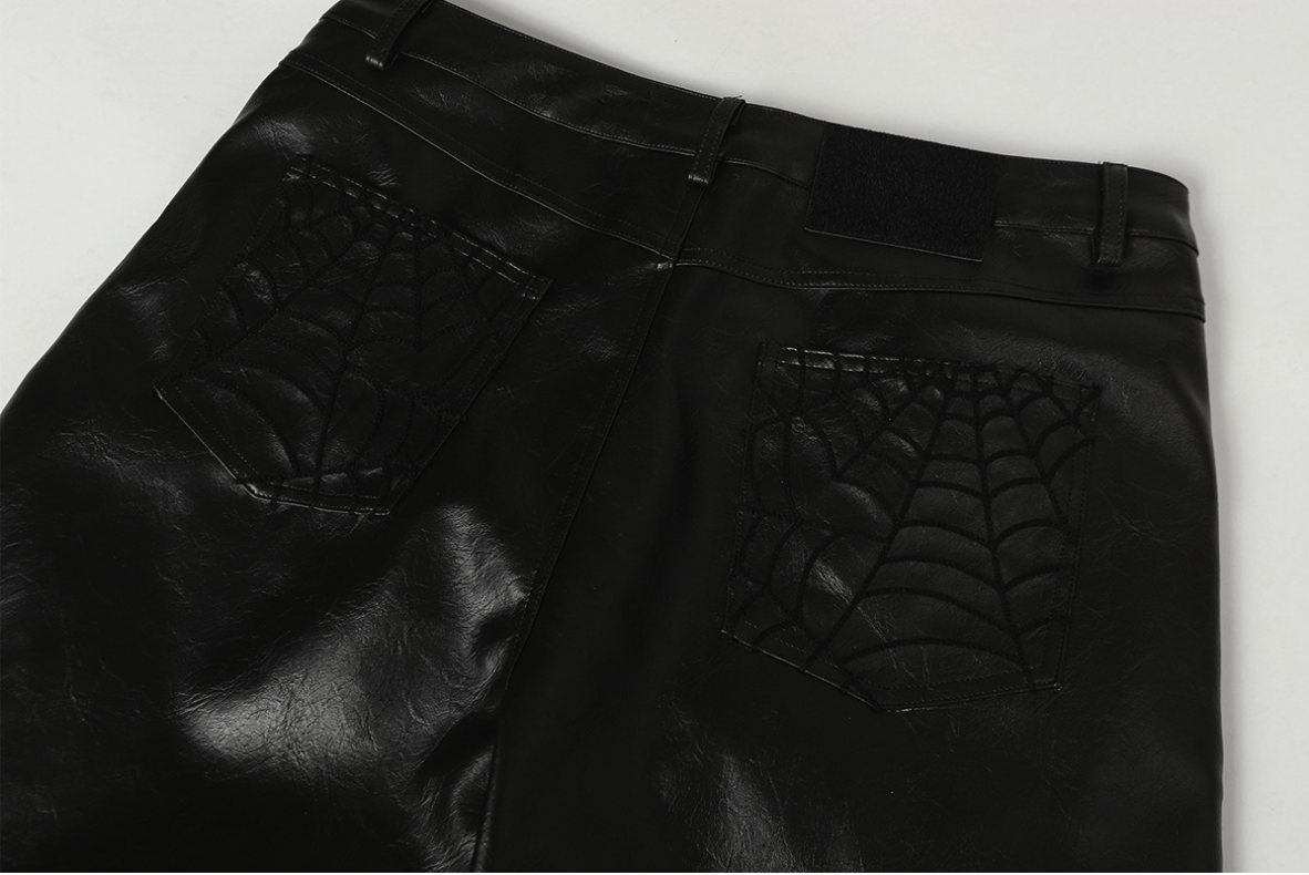 【GR95】Spider Web Leather Pants