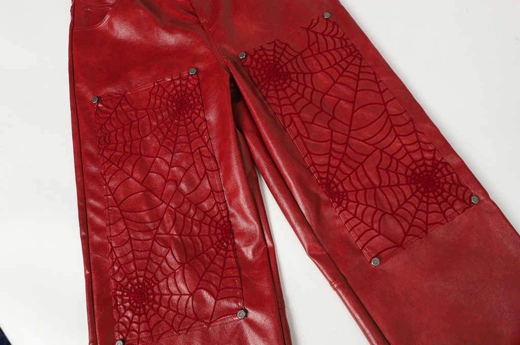 【GR95】Spider Web Leather Pants