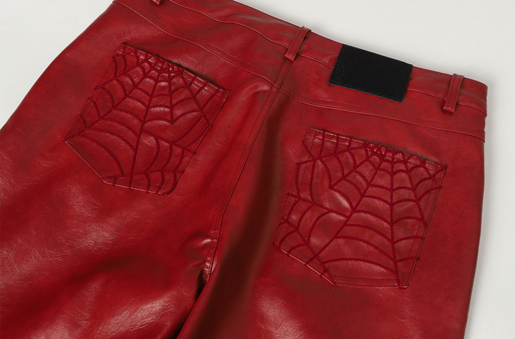 【GR95】Spider Web Leather Pants