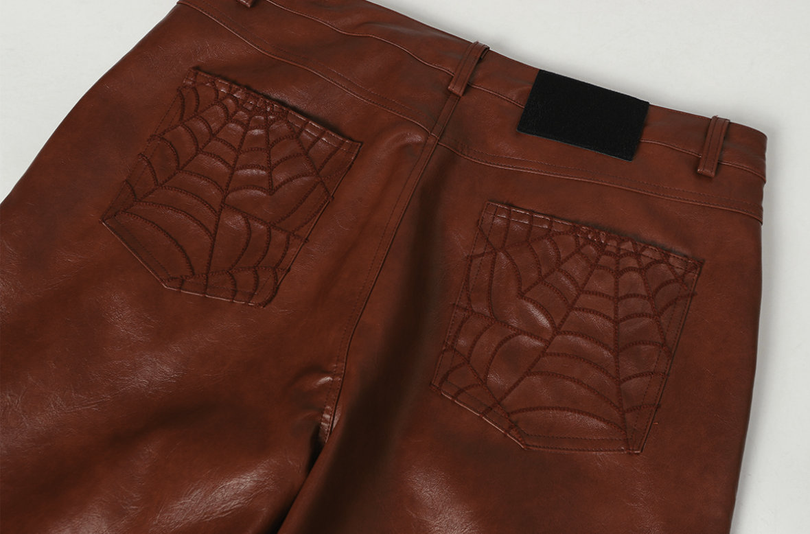 【GR95】Spider Web Leather Pants