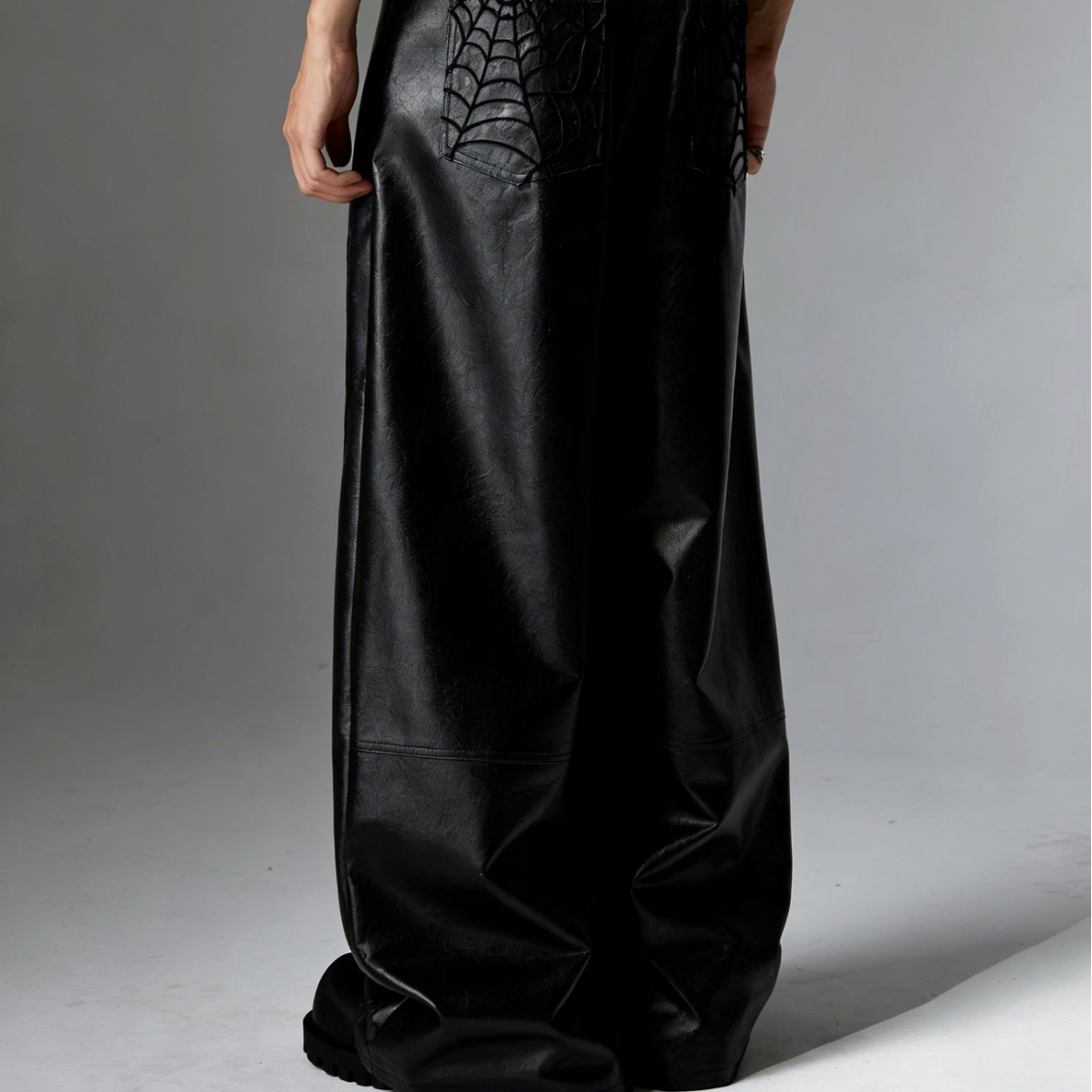 【GR95】Spider Web Leather Pants