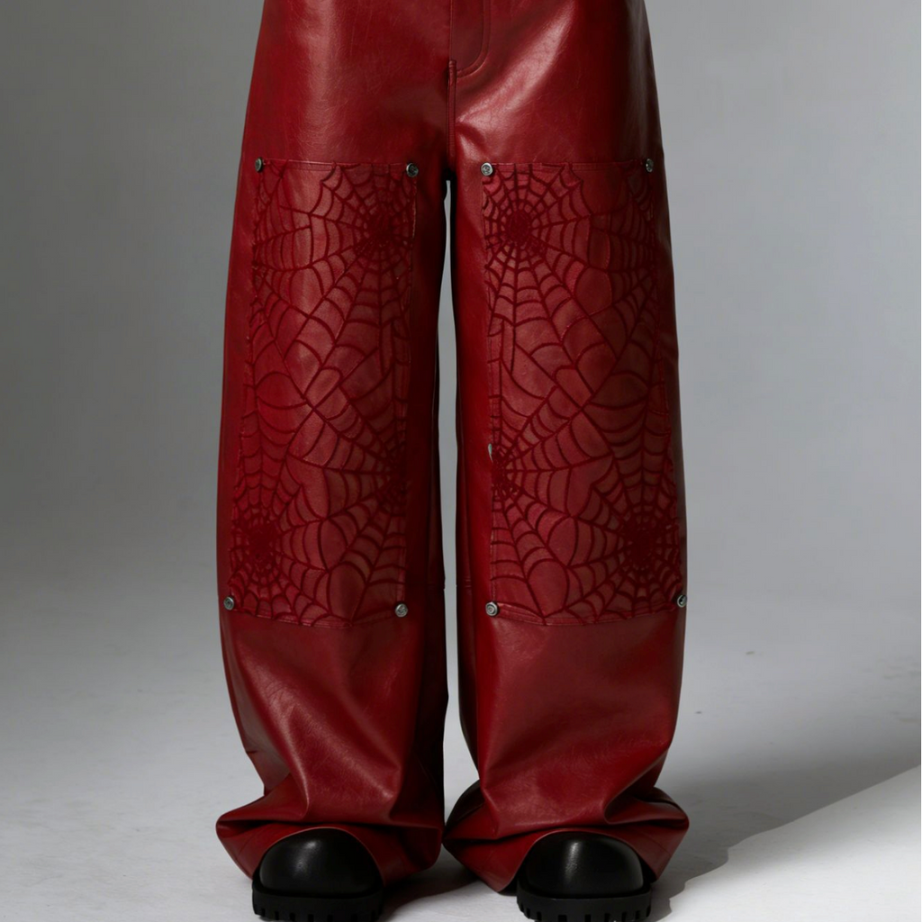 【GR95】Spider Web Leather Pants