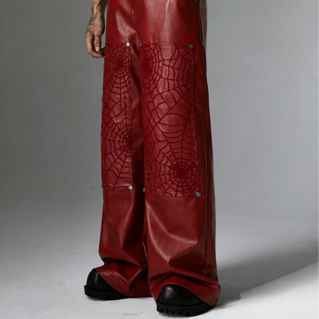【GR95】Spider Web Leather Pants