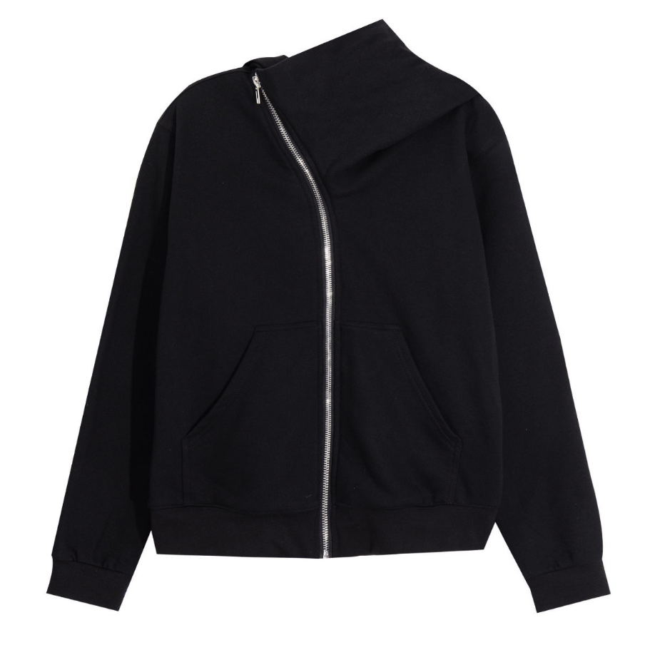 【GR121】Diagonal Zip Hoodie