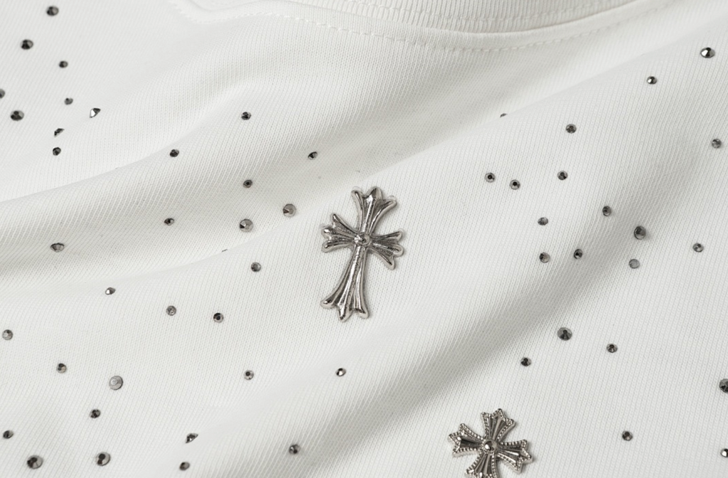 【GR122】Cross Gem Studs Tee