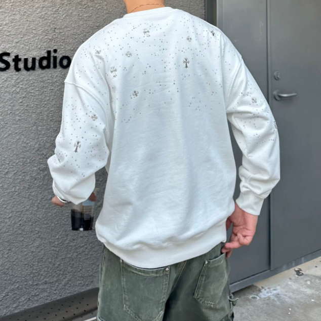 【GR123】Cross Gem Studs Sweatshirt