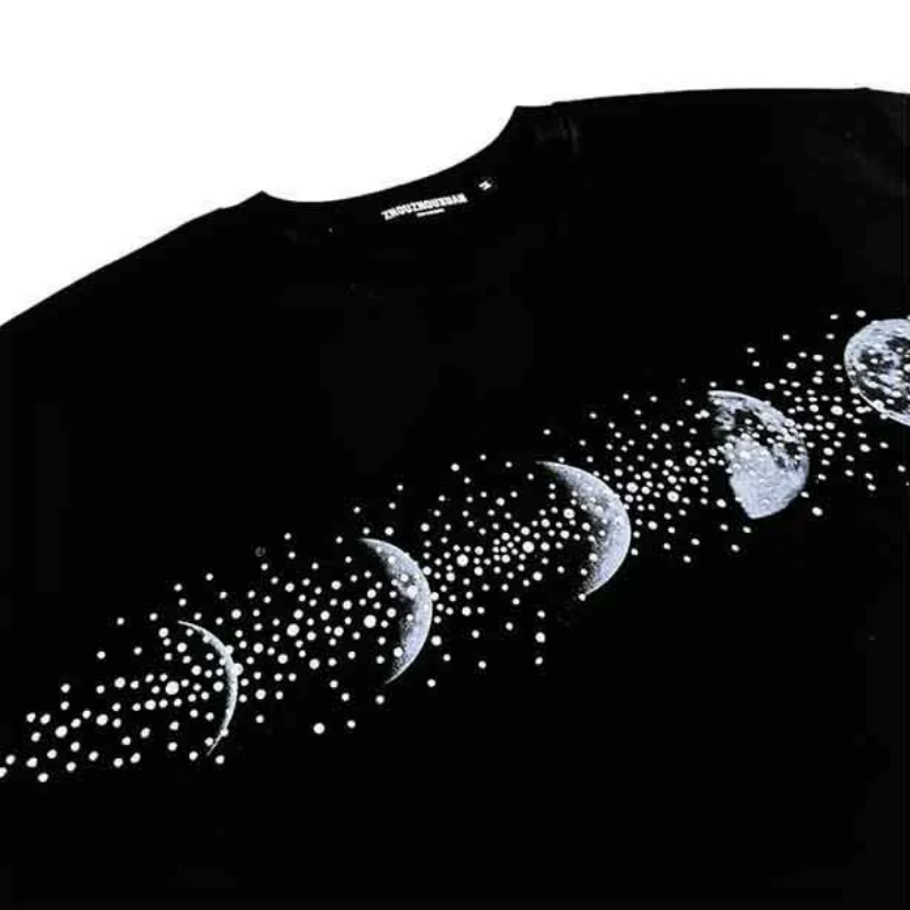 【GR130】Rhinestone Gem Moon Tee