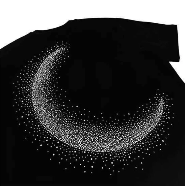 【GR130】Rhinestone Gem Moon Tee