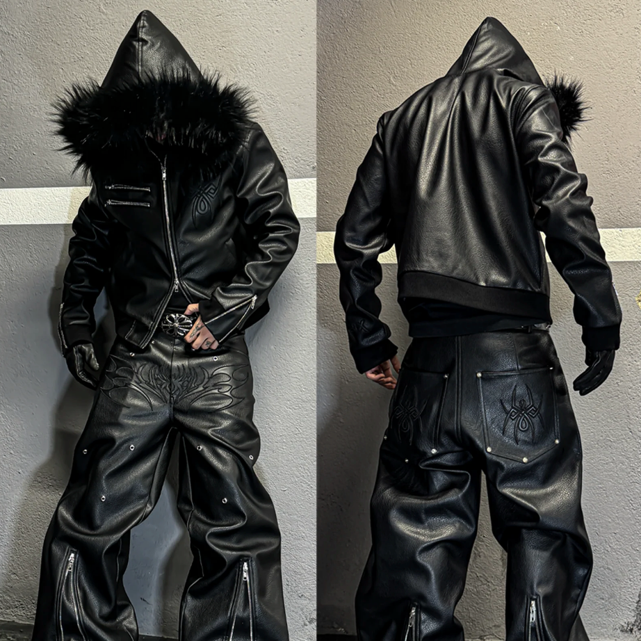 【GR132】Spyder Leather Fur Jacket