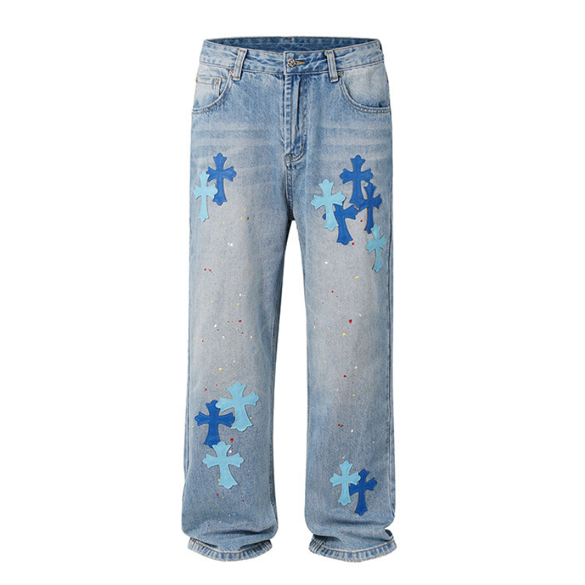 【GR46】Colored Cross Straight Denim