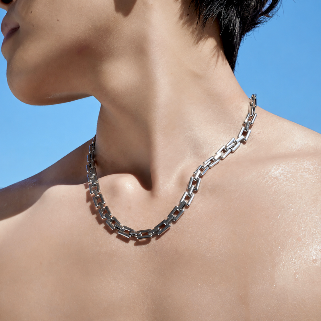 【GH05】Grid Link Necklace S925