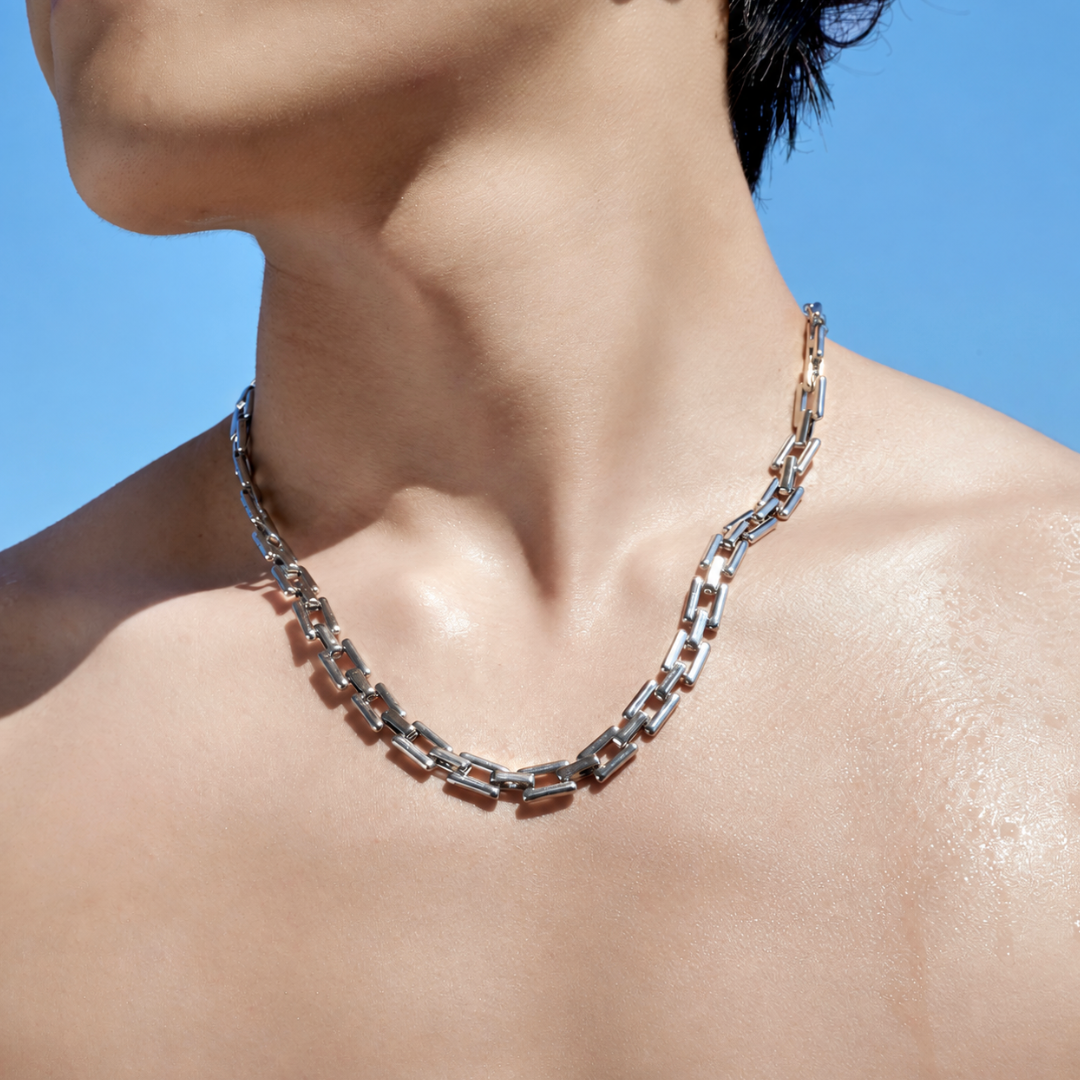 【GH05】Grid Link Necklace S925
