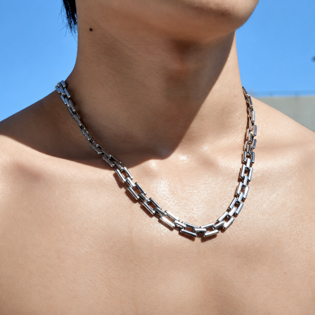 【GH05】Grid Link Necklace S925