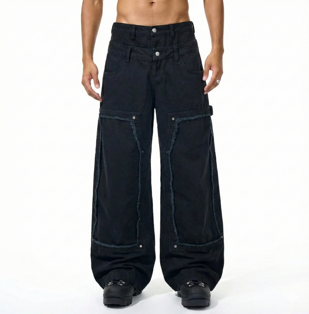 【GR87】Layered Damage Buggy Denim