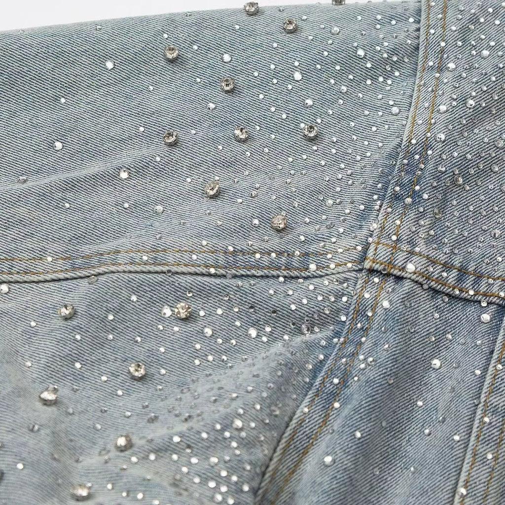 【GR75】Rhinestone Gem Denim Jacket
