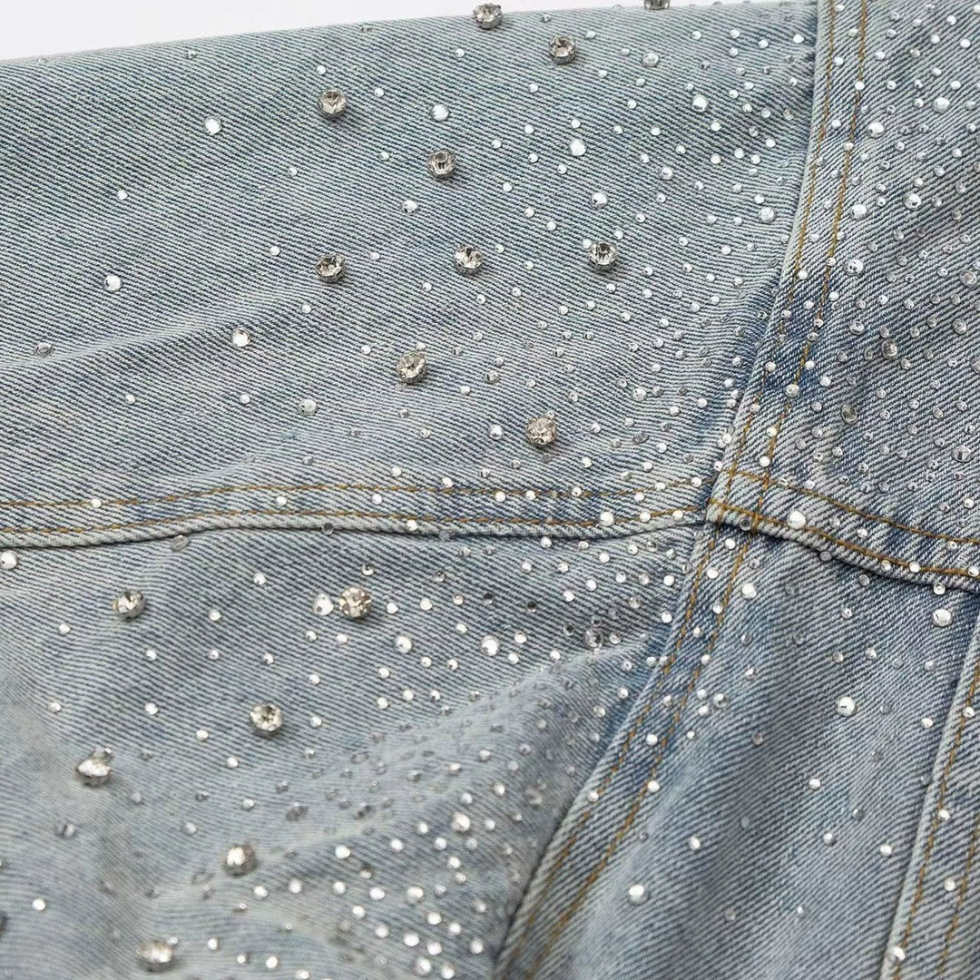 【GR75】Rhinestone Gem Denim Jacket