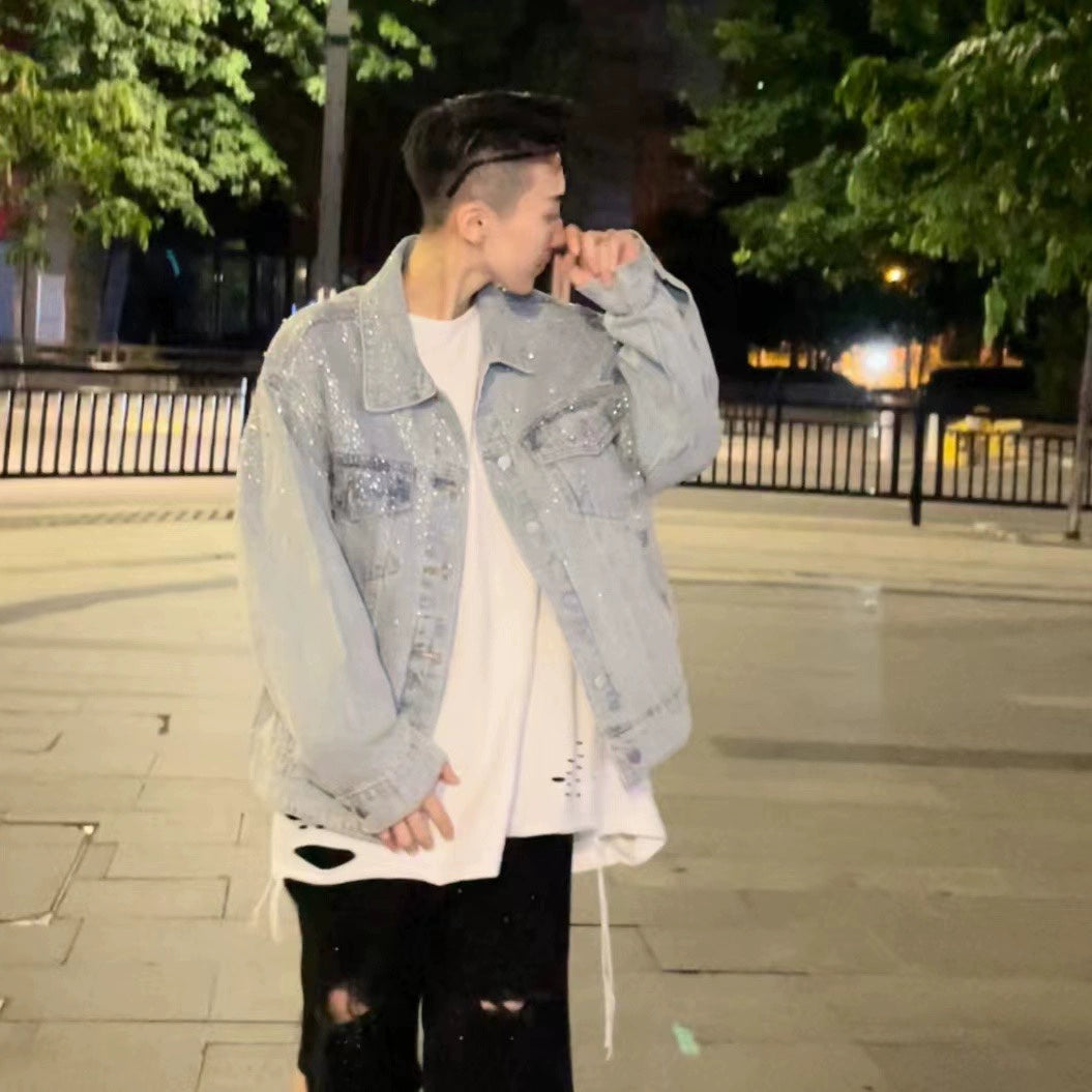 【GR75】Rhinestone Gem Denim Jacket