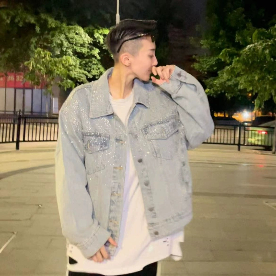 【GR75】Rhinestone Gem Denim Jacket